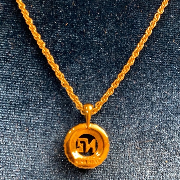 NINA RICCI Signature “NR” w/Crystals Charm on Branded Necklace, EUC - Picture 3 of 5